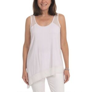 STELLA CARAKASI Organic Cotton Blend Asymetrical Sleeveless Tank Top US Sz S